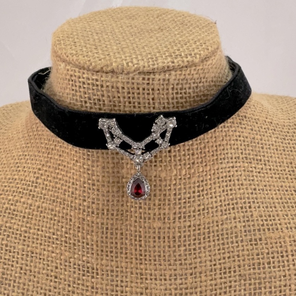 C&I Necklace Ruby and Rhinestone Crystals